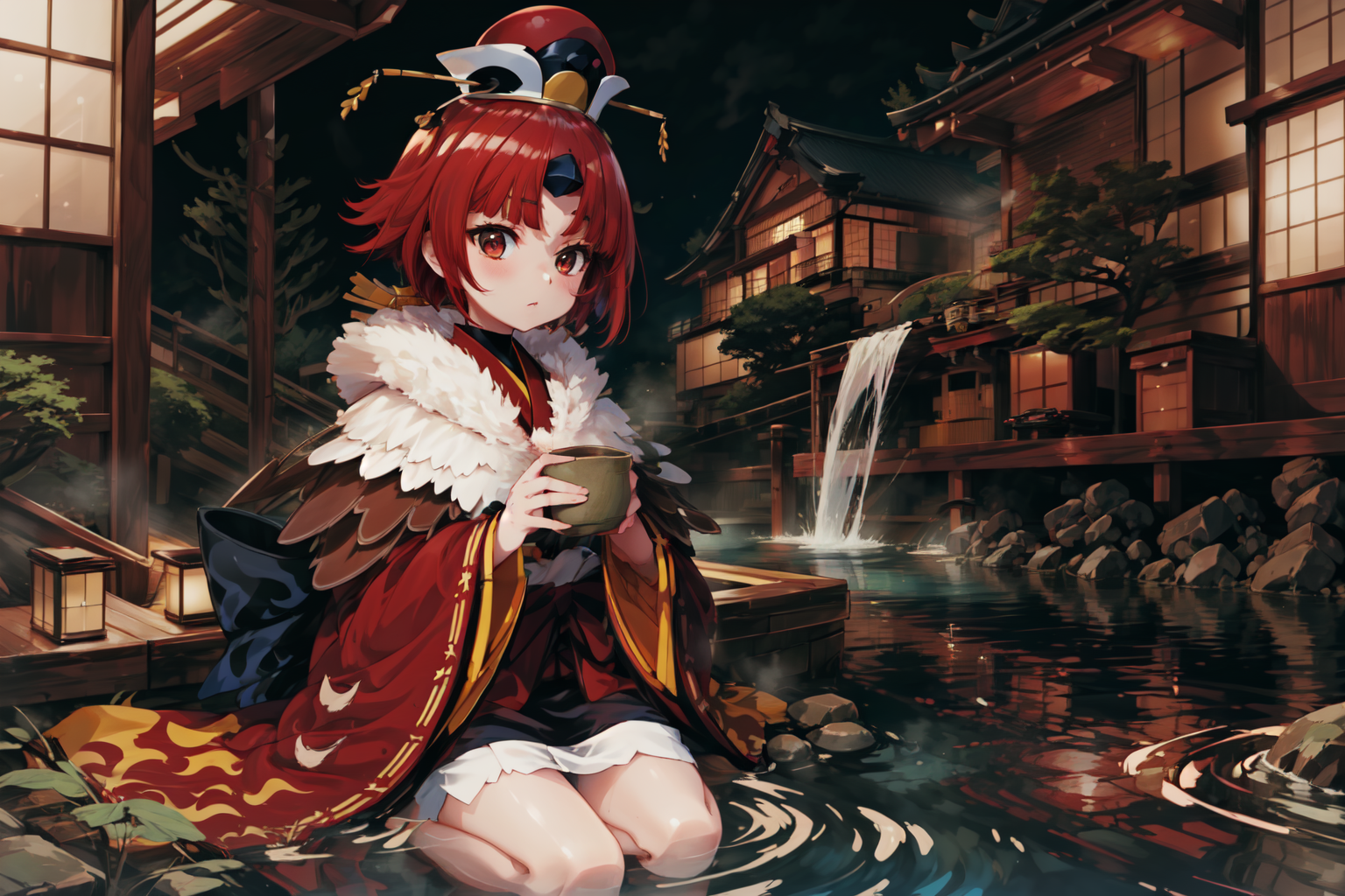 00973-2407164193-masterpiece,best quality,1girl,Beni_Enma,short hair,bangs,parted bangs,red hair,wide sleeves,long sleeves,japanese clothes,hat,s.png